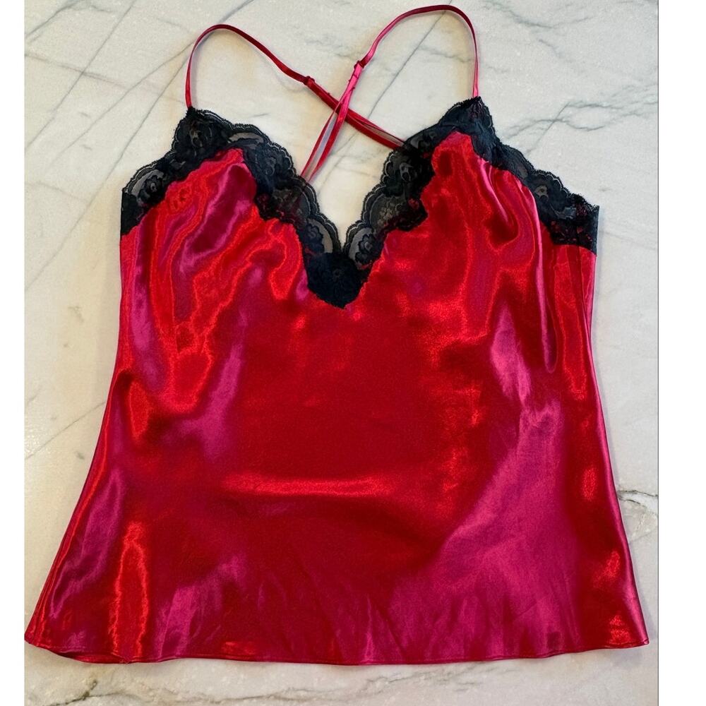 Y2K Vintage Red & Black Open Back Camisole from Frederick's of Hollywood Size M